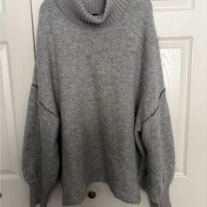 Free People Oversized Gray Turtleneck Sweater